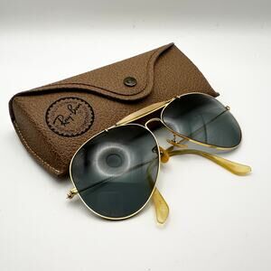 Vintage Ray Ban Bausch & Lomb 62mm Gold Frame Grey Lens Sunglasses Plus Case